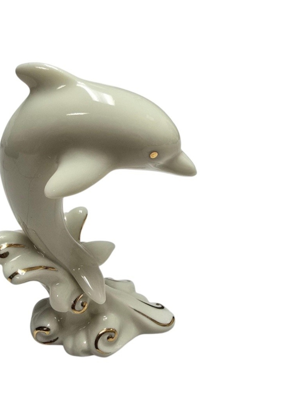 Vintage Lenox Dolphin Figurine Porcelain Ivory Gold 1980s 90s Ocean